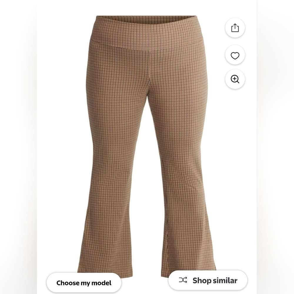 Terra & Sky Women's Flare-Leg Leggings-Brown Tattersall (houndstooth) Pattern 0X